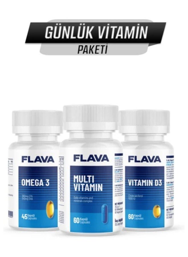 FlavaNaturals Flava Daily Vitamin Pack: 165 Capsules with D3, Multivitamin, High EPA DHA Omega 3 - Image 1
